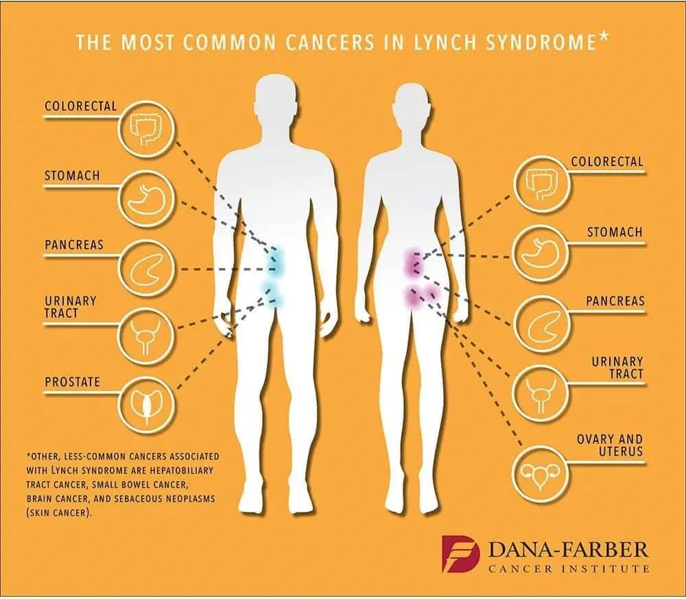 Nguy cơ mắc bệnh ung thư liên qua đến hội chứng Lynch. (Nguồn: Dana-Farber Cancer Institute)
