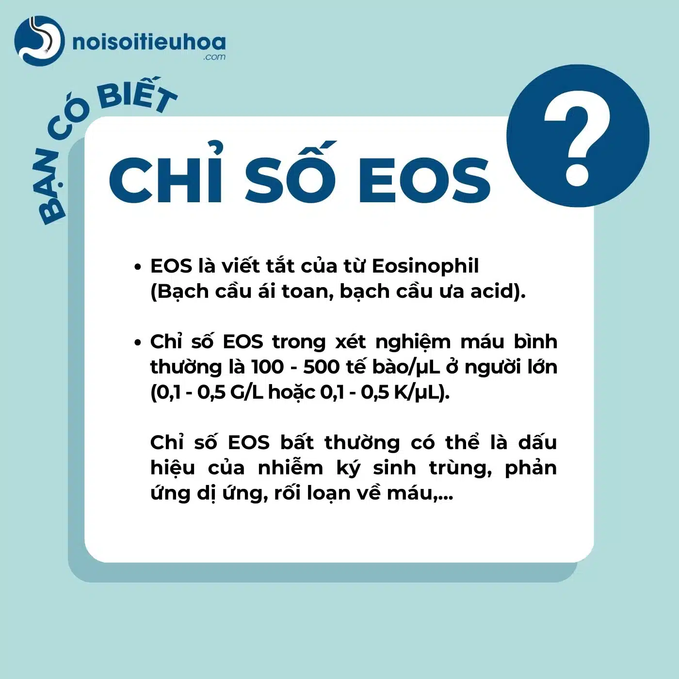 Tổng quan chỉ số EOS trong xét nghiệm công thức máu